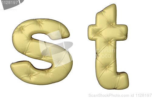 Image of Luxury beige leather font S T letters