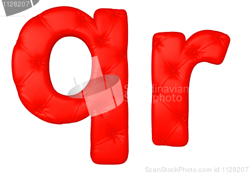 Image of Luxury red leather font R Q letters