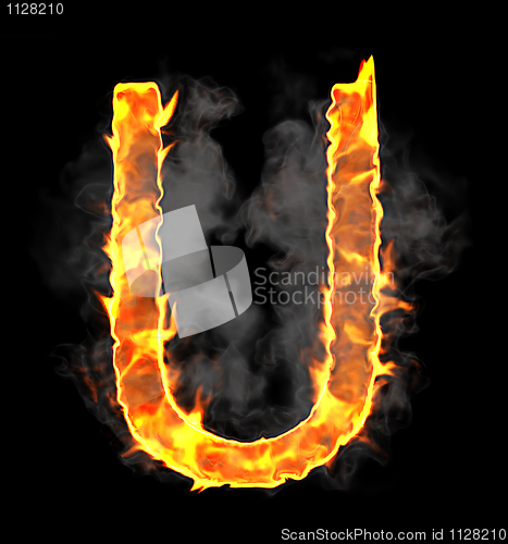 Image of Burning and flame font U letter 