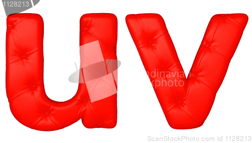 Image of Luxury red leather font U V letters 