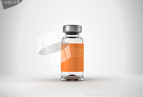 Image of Single medical ampoule over grey