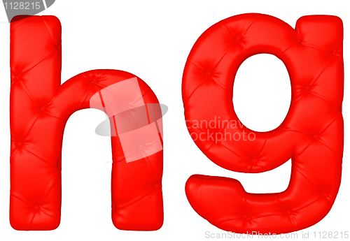 Image of Luxury red leather font G H letters