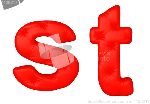 Image of Luxury red leather font S T letters