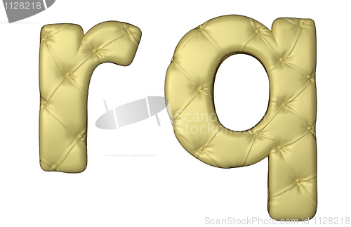 Image of Luxury beige leather font R Q letters