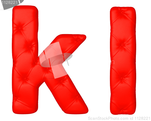 Image of Luxury red leather font K L letters 