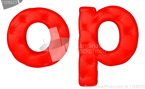 Image of Luxury red leather font O P letters