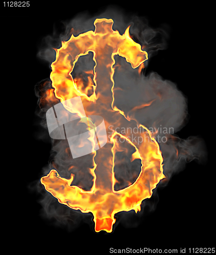 Image of Burning and flame font US dollar symbol