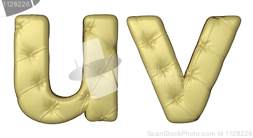 Image of Luxury beige leather font U V letters