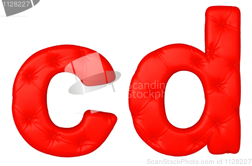 Image of Luxury red leather font C D letters