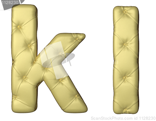 Image of Luxury beige leather font K L letters