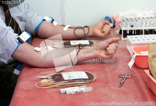 Image of blood donors in laboratory at donation