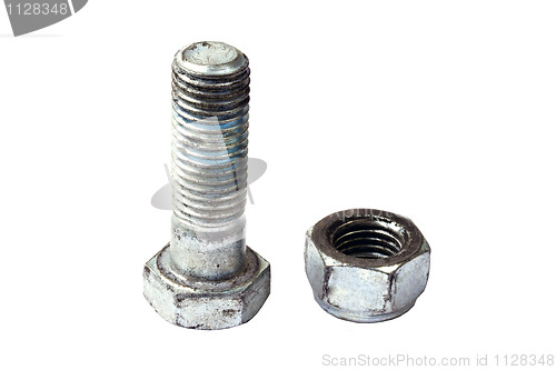 Image of Nut and bolt isolated on white