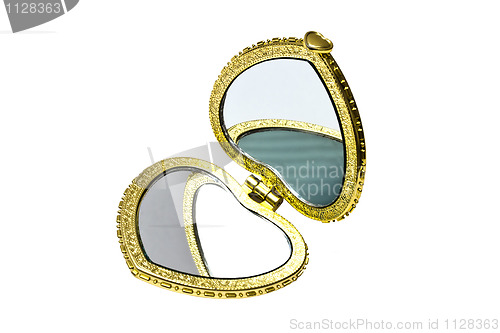 Image of Beautiful cosmetic mirror isolated on white background 