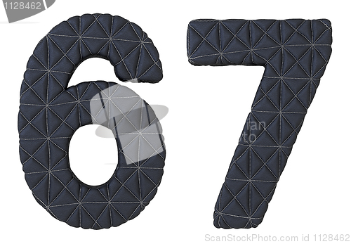 Image of Stitched leather font 6 7 numerals
