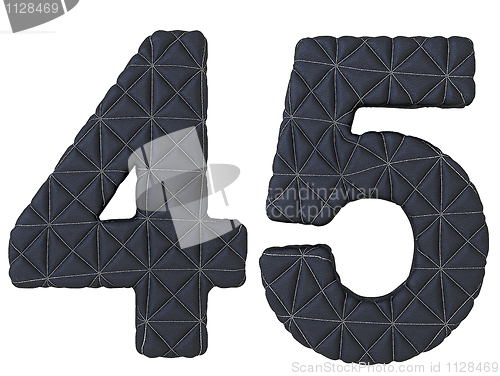 Image of Stitched leather font 4 5 numerals