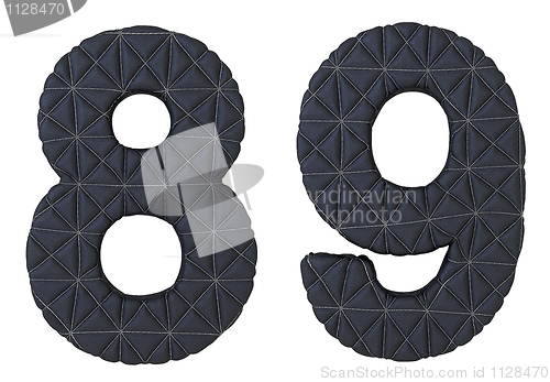 Image of Stitched leather font 8 9 numerals