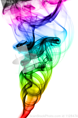 Image of Abstract colorful smoke patterns on white