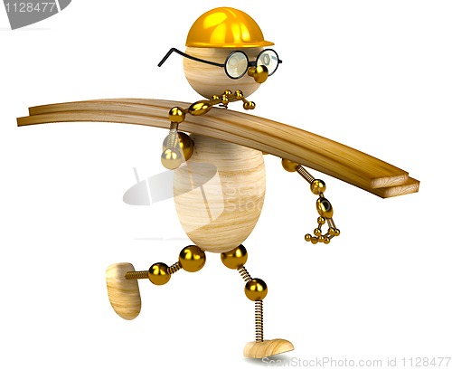 Image of 3d wood man carrying lumber