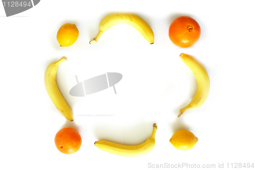 Image of Lemon, bananas, orange photo frame