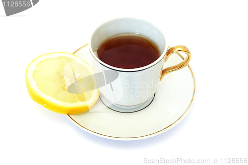 Image of cup of tea with lemon slice