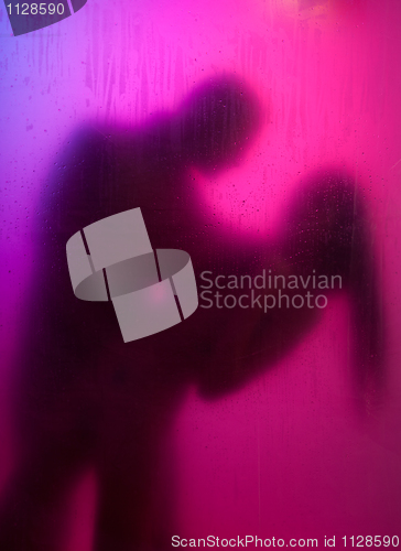 Image of Intimate silhouette of young couple