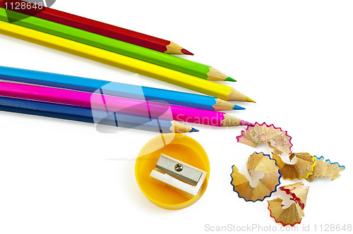 Image of Colored pencils with sharpener