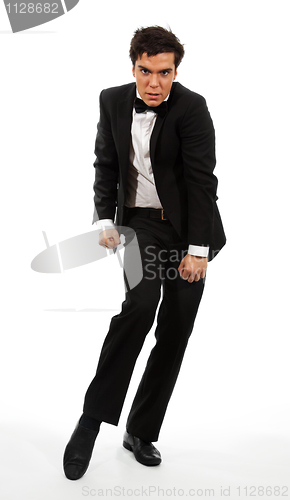 Image of Businessman in flexible dancing pose