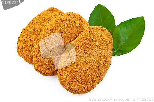 Image of Frozen chicken cutlets with leaves