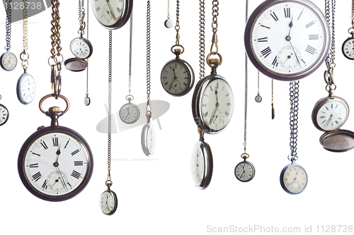 Image of Pocket watches on chain isolated