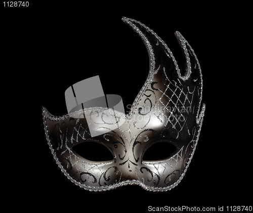 Image of Silver classic venetian mask on black