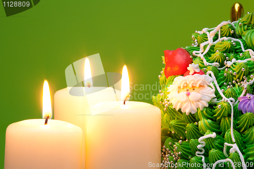 Image of Christmas candles and cake