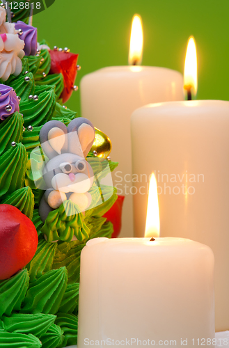 Image of Christmas cake and candles