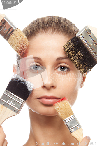 Image of Brushes, makeup and face