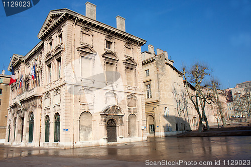 Image of  	 The Hotel de Ville de Marseille, its blind facade. 
