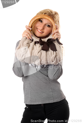 Image of Portrait of smiling young blonde