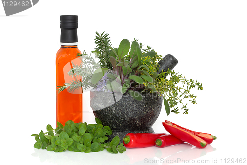 Image of Chili Oil, Herbs and Chilies