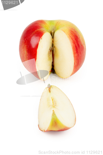 Image of cut a slice of red apple