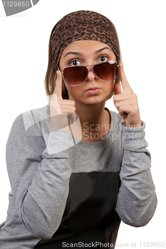Image of portrait of a girl with glasses