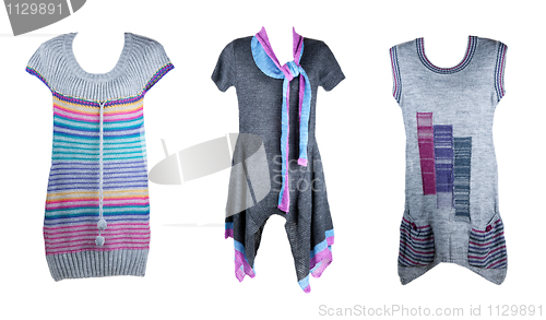 Image of collage of the three knitted tunics