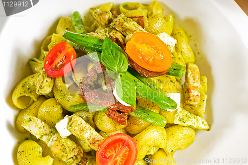 Image of pasta pesto and vegetables