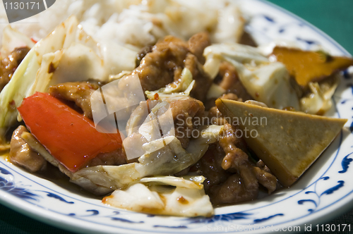 Image of twice cooked pork with mixed chinese vegetables