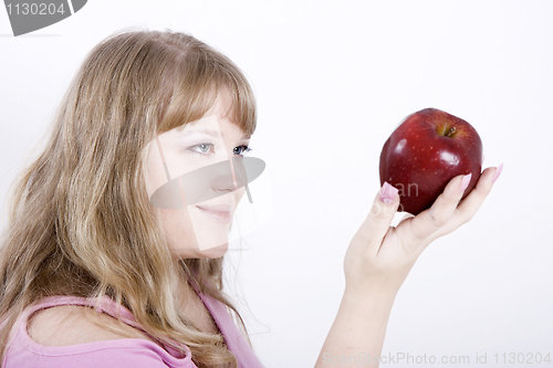 Image of Portrait of the girl with apple