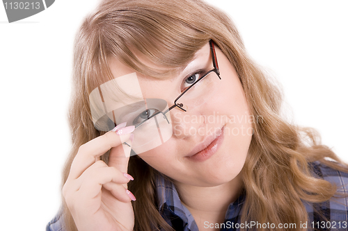 Image of The young woman in glasses