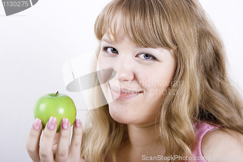 Image of Portrait of the girl with apple