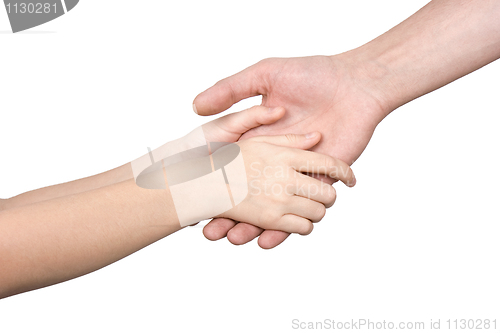 Image of Children's hands hold a man's palm