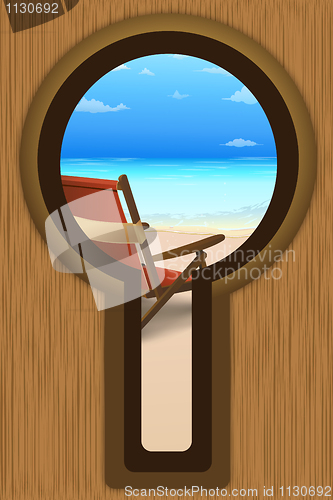 Image of beach view from door lock