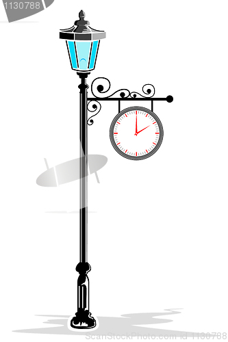 Image of clock in pole lamp