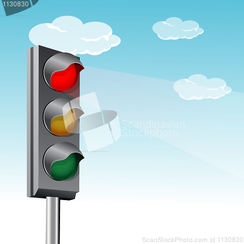 Image of traffic signal with clouds