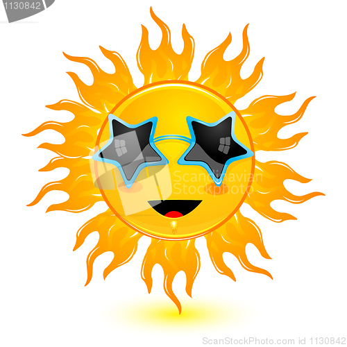 Image of abstract sun wearing goggles