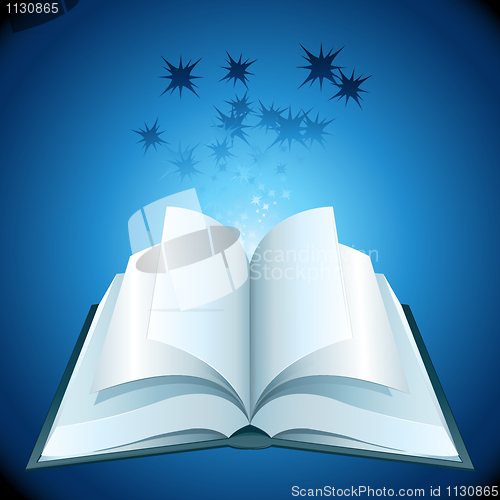 Image of open book with stars